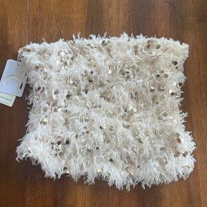 NWT Commense Luxurious Cream Sequin Strapless Top M